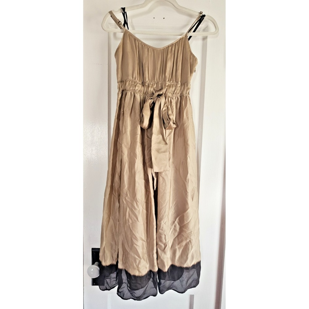 Banana Republic 100% silk double spaghetti strap cinched dress tie front Sz 00
